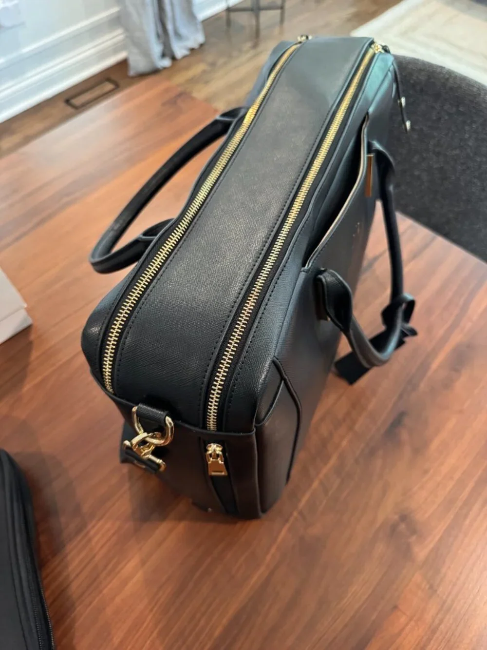 La Mansio Black Saffiano Leather Convertible Bag